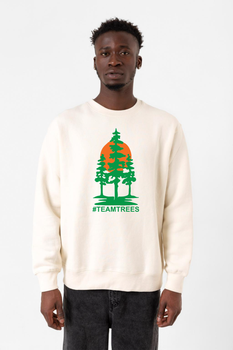 Mr Beast Team Trees Ekru Erkek 2ip Sweatshirt