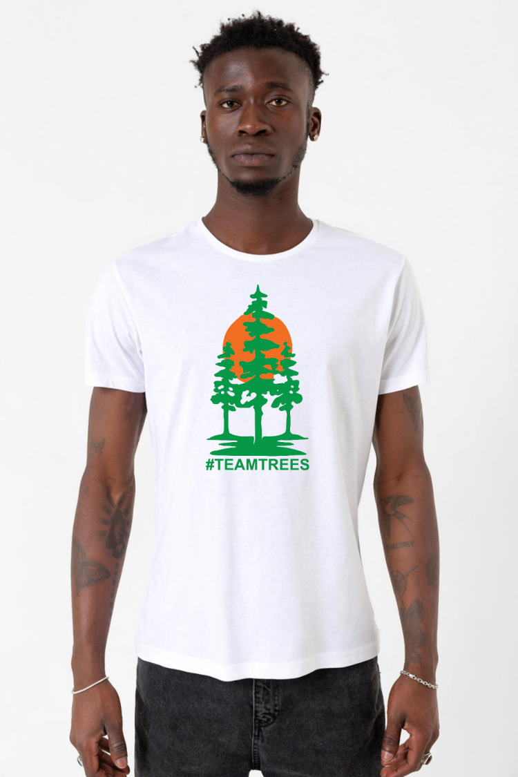 Mr Beast Team Trees Beyaz Erkek Bisikletyaka Tshirt