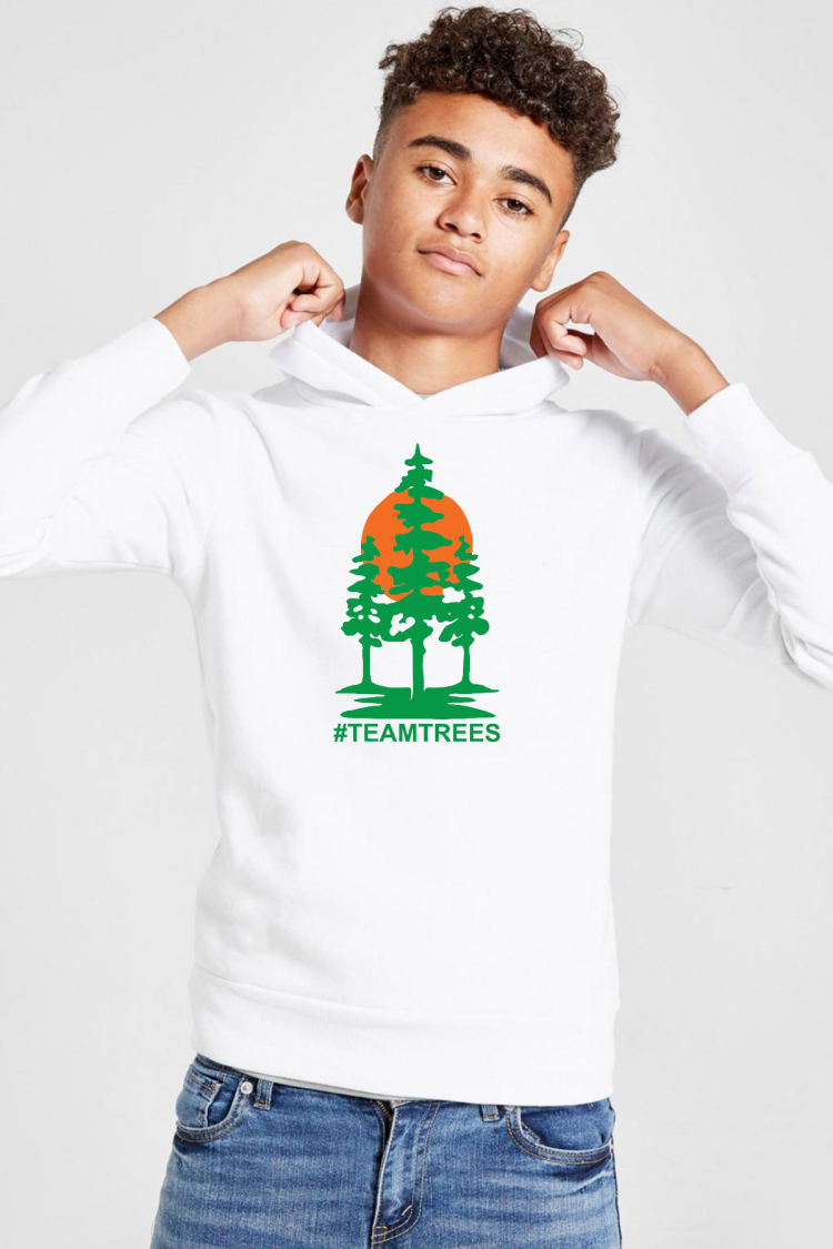 Mr Beast Team Trees Beyaz Çocuk 3ip Kapşonlu  Sweatshirt