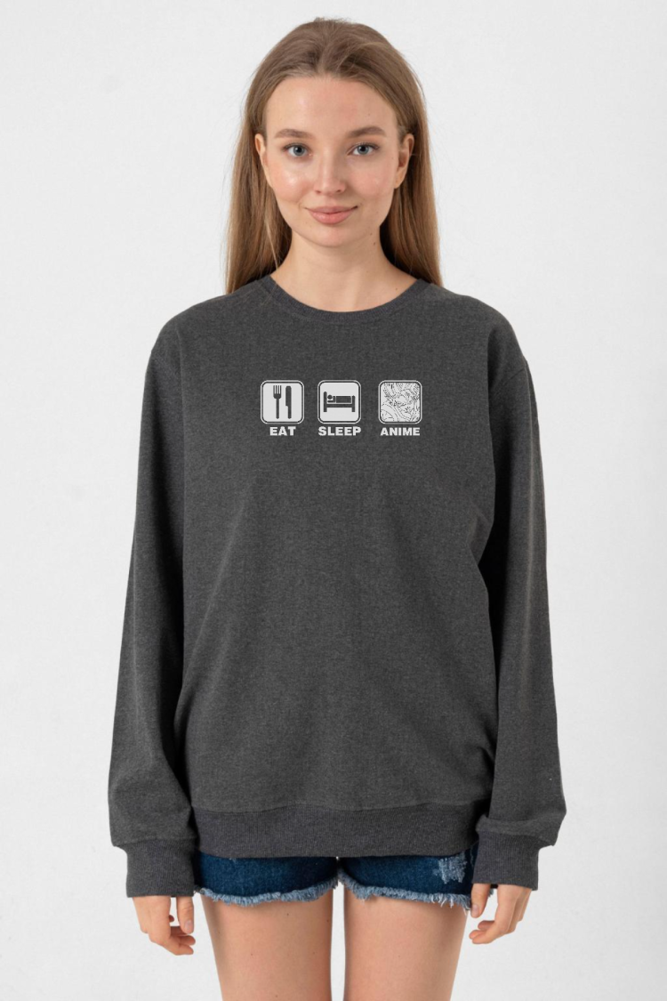 Eat Sleep Anime Füme Kadın 2ip Sweatshirt