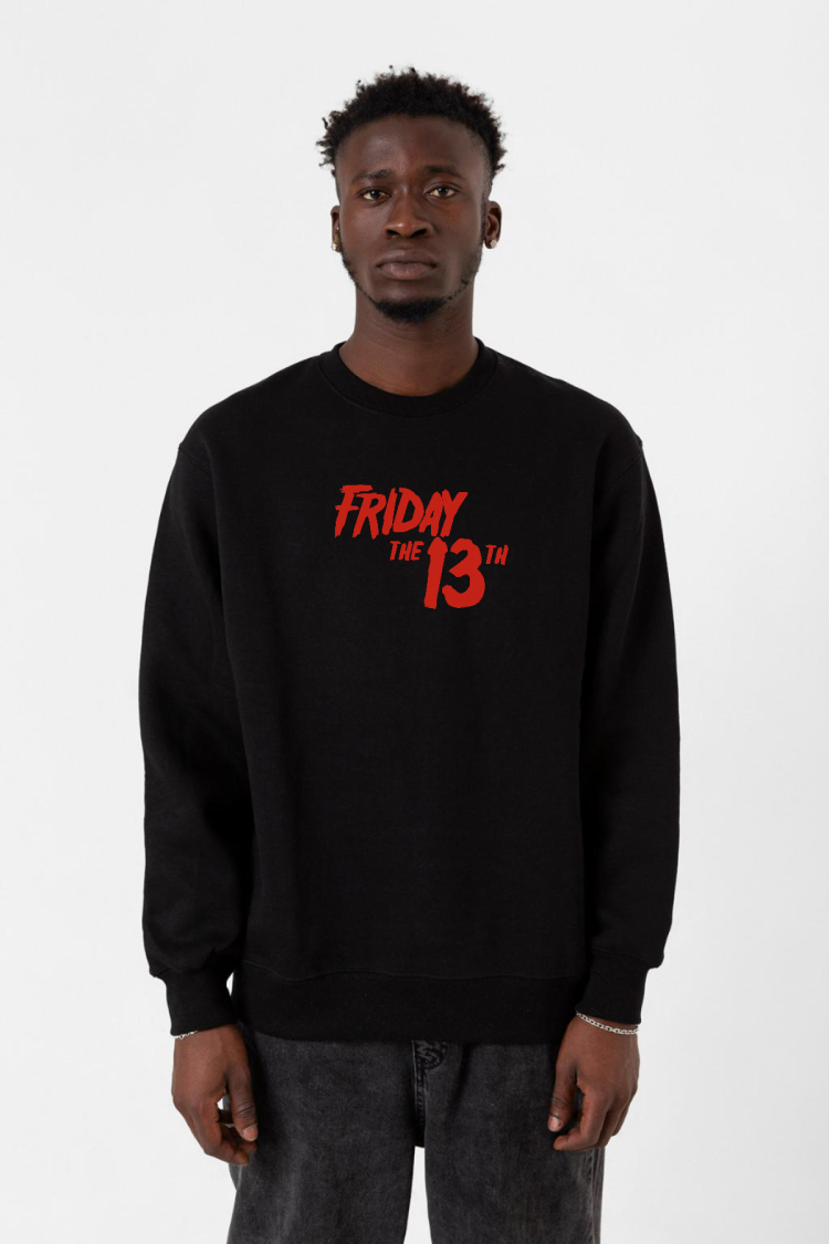Friday The 13th Letter Logo Siyah Erkek 2ip Sweatshirt