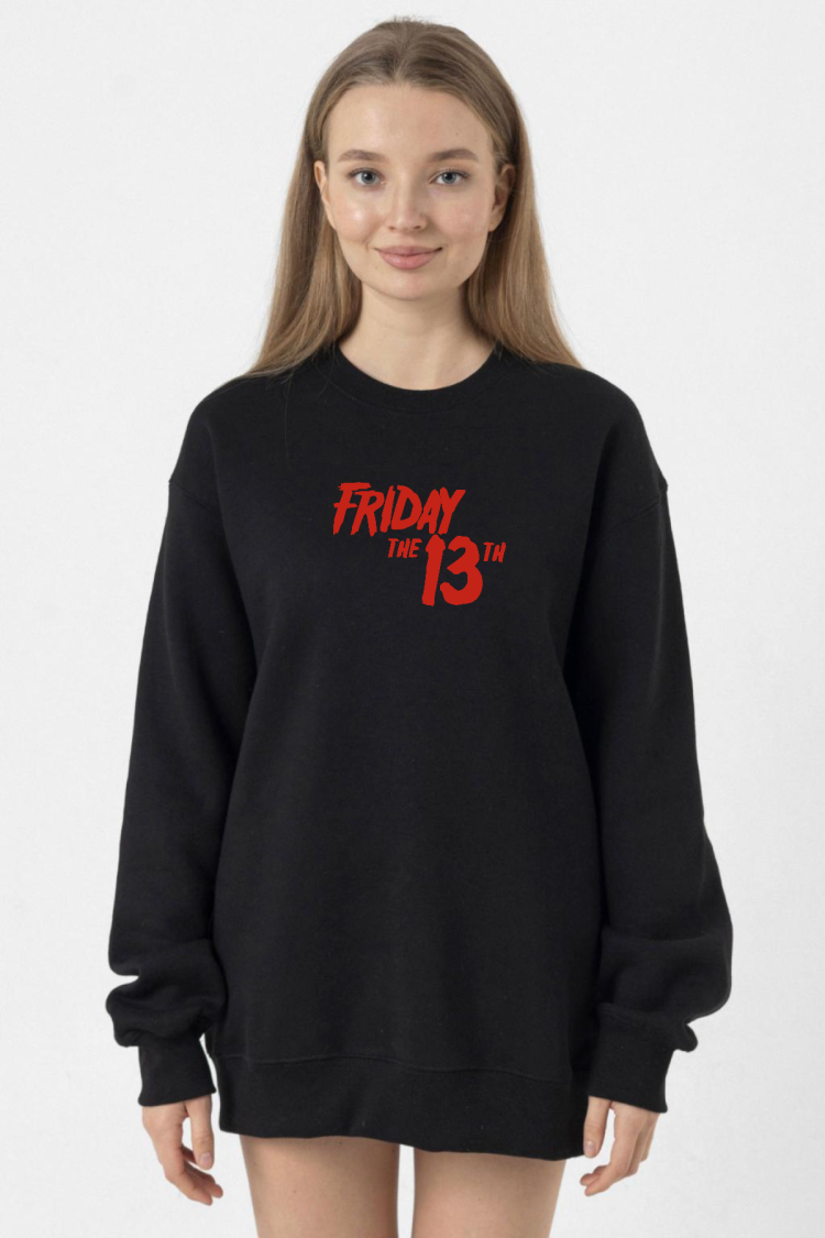 Friday The 13th Letter Logo Siyah Kadın 2ip Sweatshirt