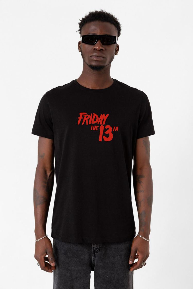 Friday The 13th Letter Logo Siyah Erkek Tshirt
