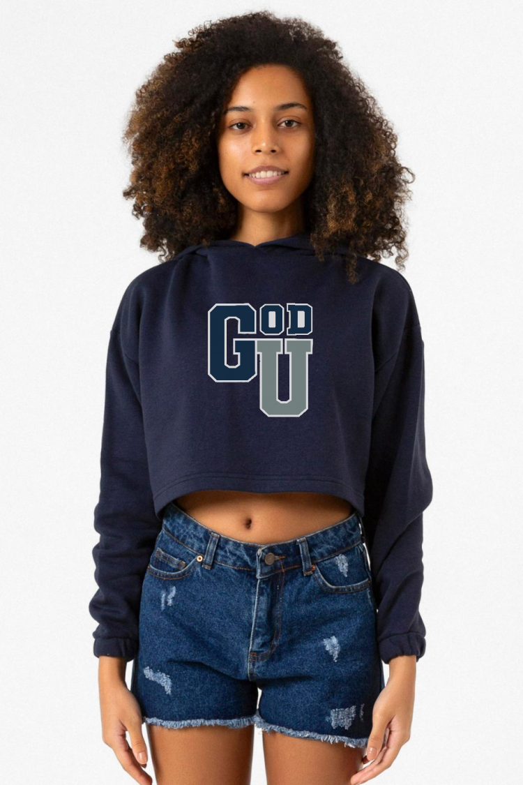 Gen V Godolkin University Abbreviation Lacivert Kadın Crop Kapşonlu