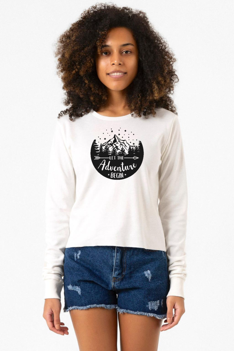 Let The Adventure Begin Ekstra Uzunkol Sweatshirt Ekru