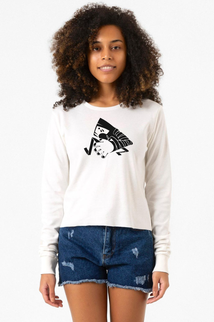 Monogatari Anime Suruga Monkey Symbol Ekstra Uzunkol Sweatshirt Ekru