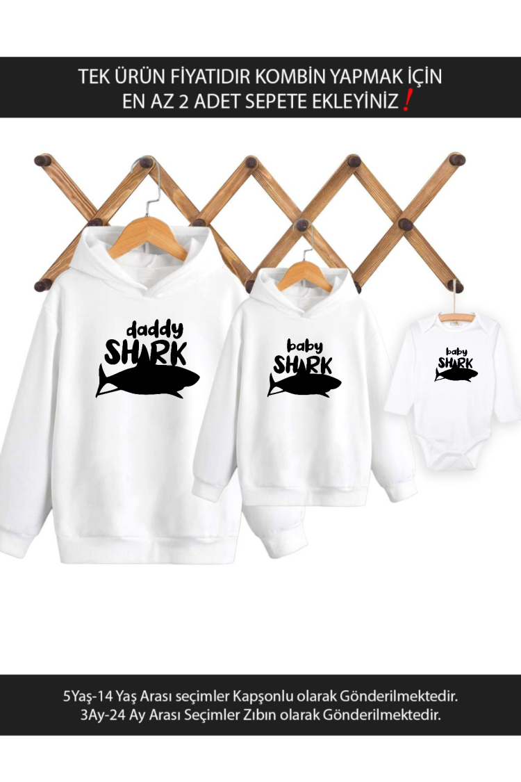 Baba Oğul Daddy Baby Shark(TEK ÜRÜN FİYATIDIR KOMBİN YAPMAK İÇİN EN AZ 2 ADET SEPETE EKLEYİNİZ)