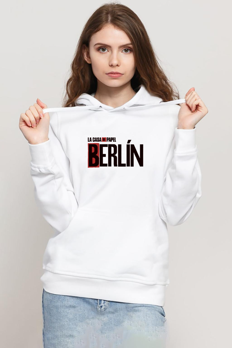 La Casa De Papel Berlin Beyaz Kadın 3ip Kapşonlu Sweatshirt