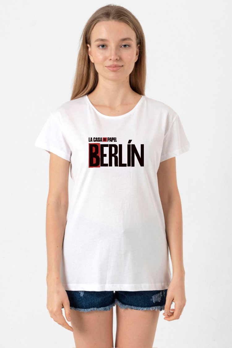 La Casa De Papel Berlin Beyaz Kadın Bisikletyaka Tshirt