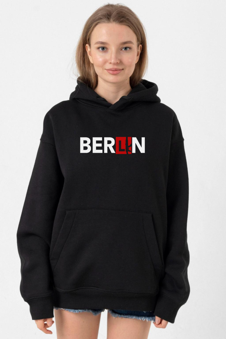 La Casa De Papel Berlin Ak Siyah Kadın 3ip Kapşonlu