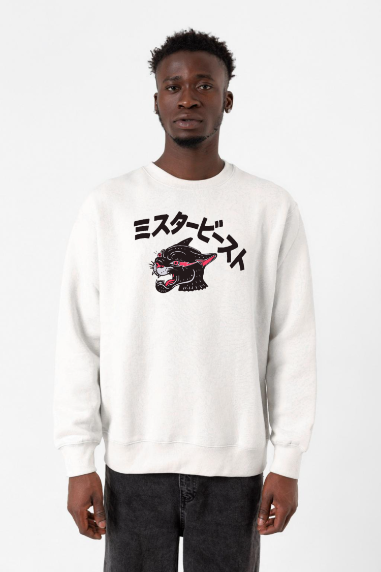 Mr Beast Kanji Beyaz Erkek 2ip Sweatshirt