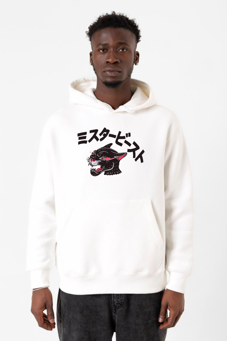 Mr Beast Kanji Beyaz Erkek 3ip Kapşonlu Sweatshirt