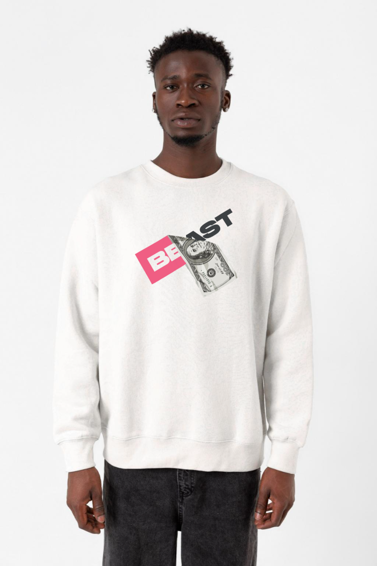 Mr Beast Dollar Bill Beyaz Erkek 2ip Sweatshirt