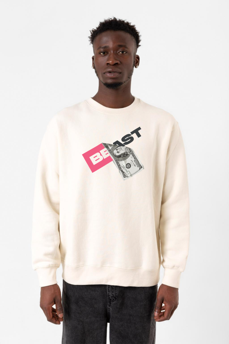 Mr Beast Dollar Bill Ekru Erkek 2ip Sweatshirt