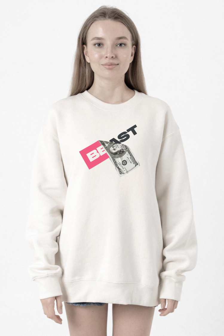 Mr Beast Dollar Bill Beyaz Kadın 2ip Sweatshirt