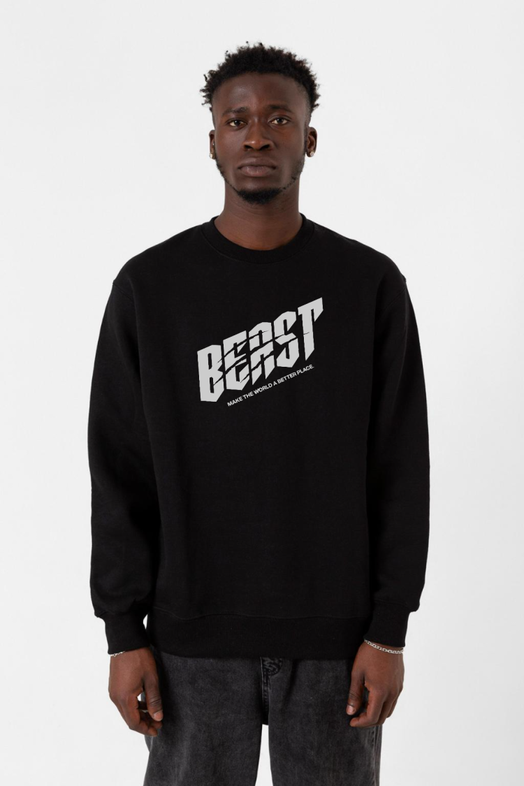 Mr Beast Make The World Siyah Erkek 2ip Sweatshirt