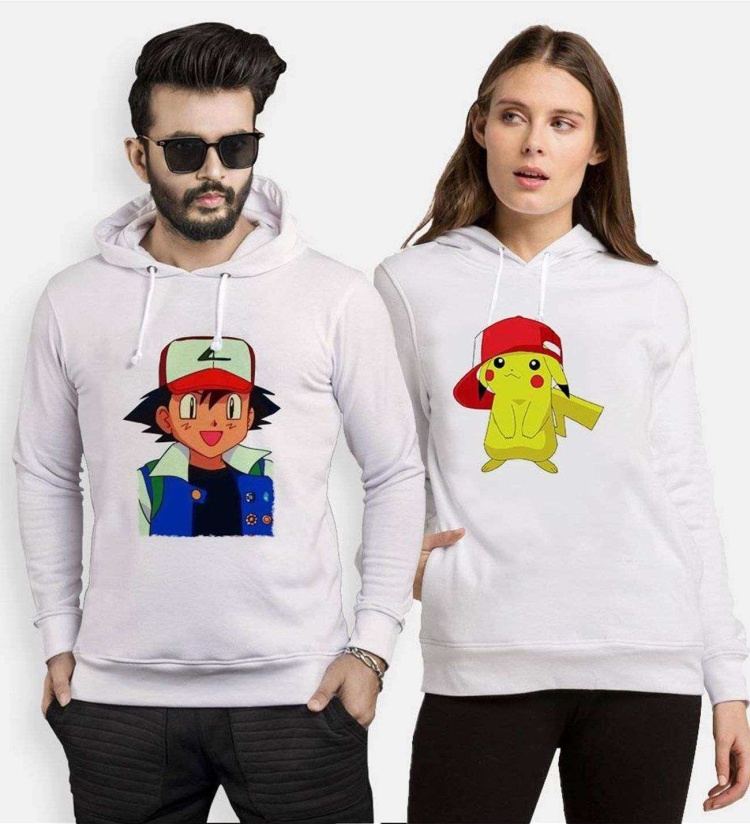 Tshirthane Pokemon Pikachu Sevgili Kombinleri Kapüşonlu Çift Kombini