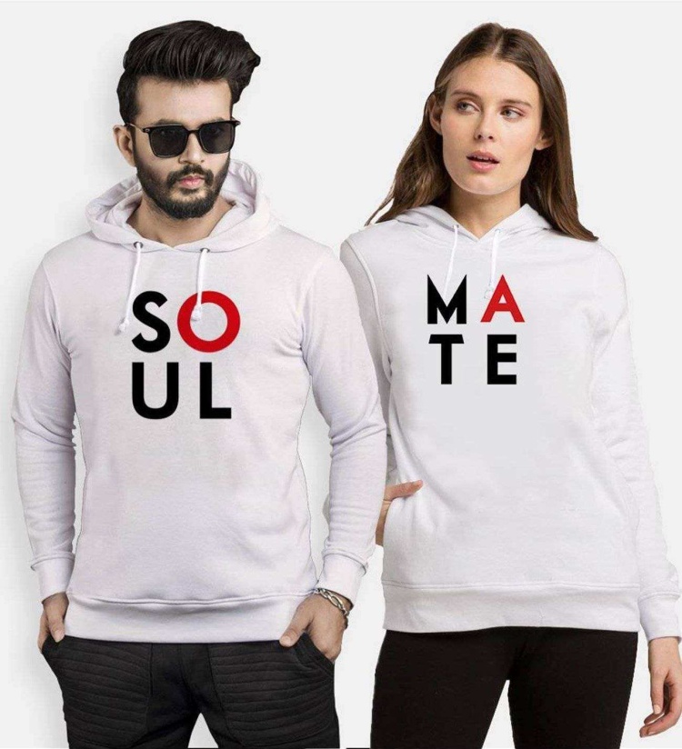 Tshirthane Soul Mate Sevgili Kombinleri Kapüşonlu Çift Kombini