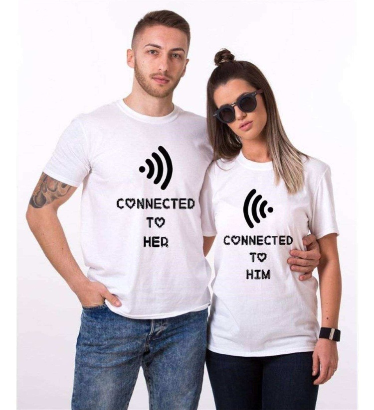 Tshirthane Connected To Her Sevgili Kombinleri Tshirt Çift Kombini