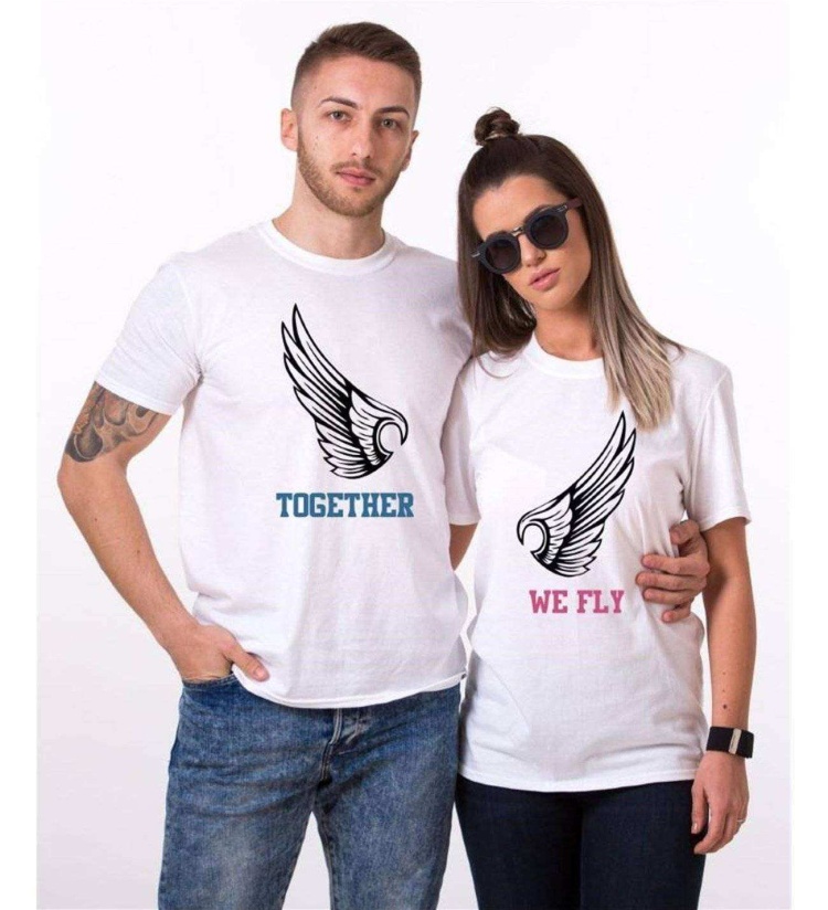 Tshirthane Together We Fly  Sevgili Kombinleri Tshirt Çift Kombini