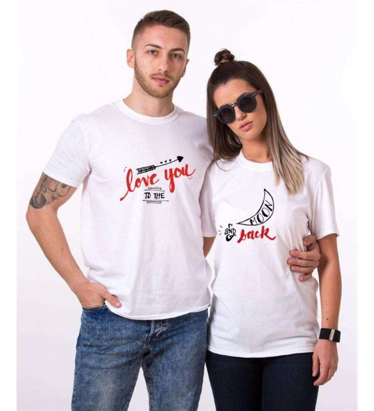 Tshirthane Love You To The Moon And Back Sevgili Kombinleri Tshirt Çift Kombini
