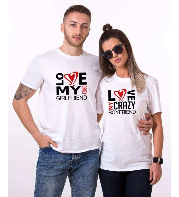Tshirthane Lo Ve Crazy  Sevgili Kombinleri Tshirt Çift Kombini