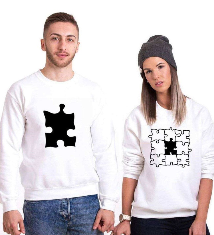Tshirthane Eksik Parçam Puzzle Sevgili Kombinleri Sweatshirt Çift Kombini