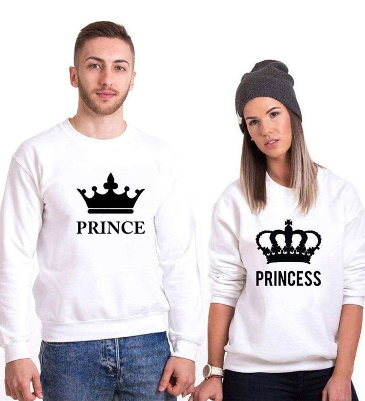Tshirthane Prince Princess  Sevgili Kombinleri Sweatshirt Çift Kombini