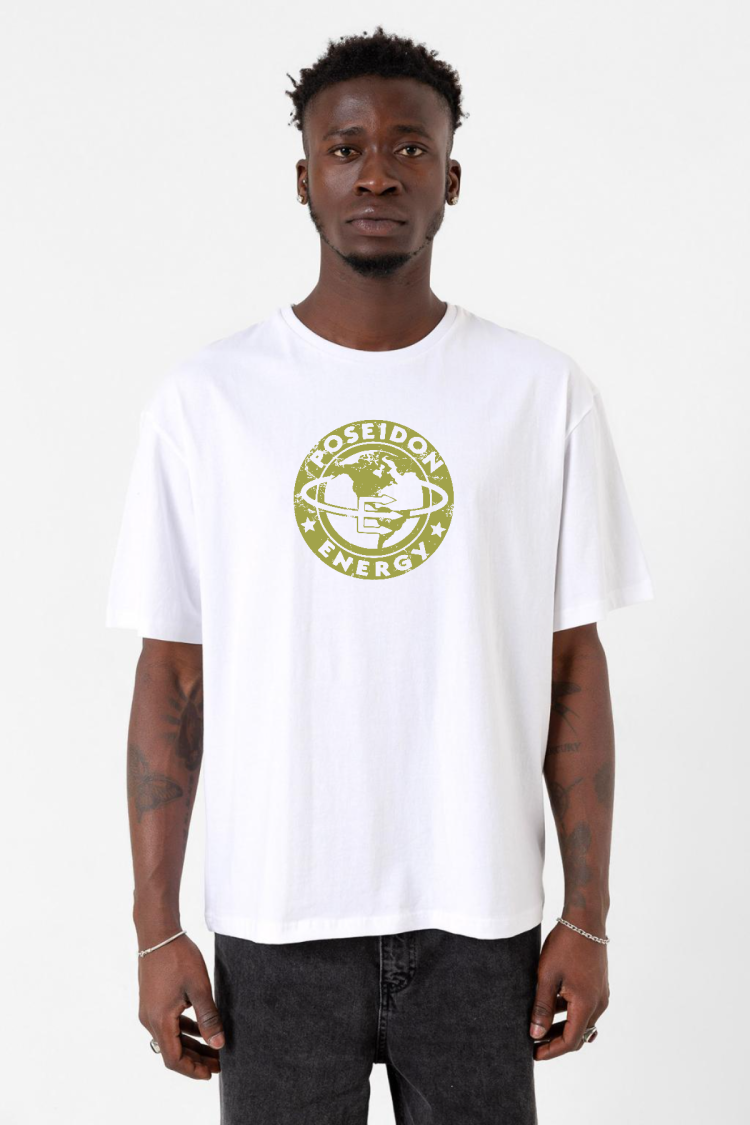 Fallout Poseidon Energy Beyaz Erkek Oversize Tshirt