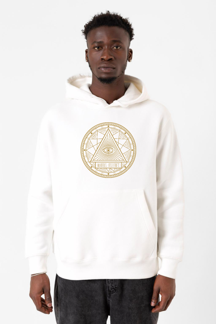 3 Body Problem Magnus Institute Beyaz Erkek 3ip Kapşonlu Sweatshirt