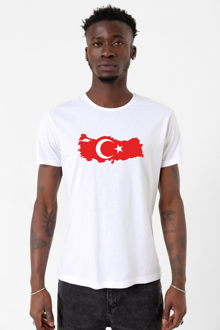 Euro 24 Türkiye Beyaz Erkek Bisikletyaka Tshirt