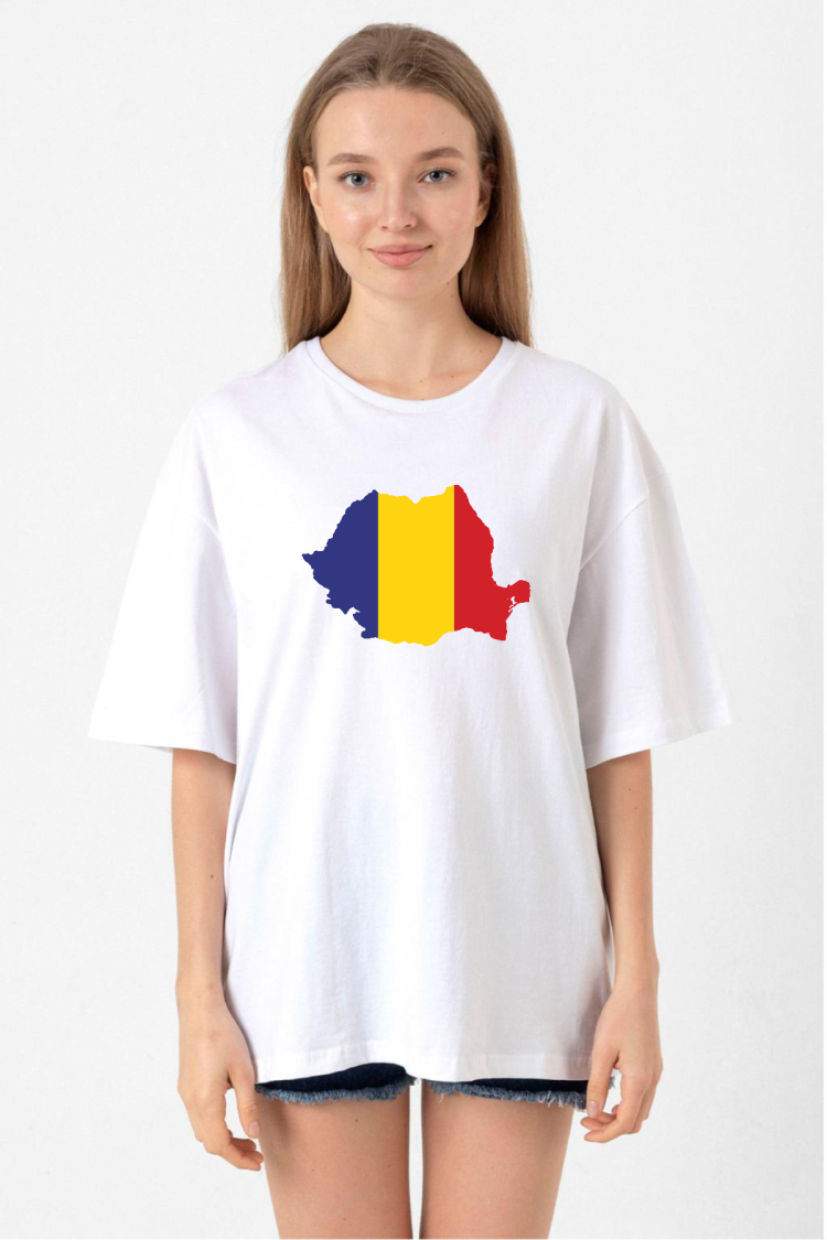 Euro 24 Romania Beyaz Kadın Oversize Tshirt