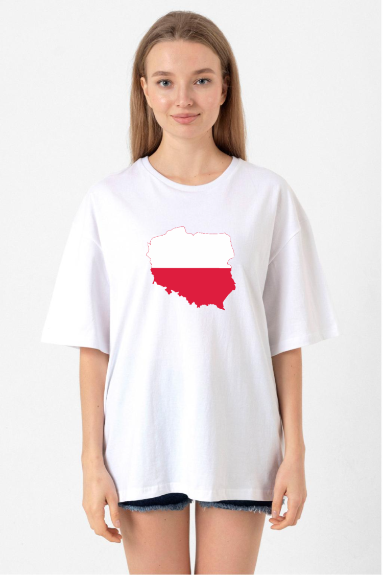 Euro 24 Poland Beyaz Kadın Oversize Tshirt