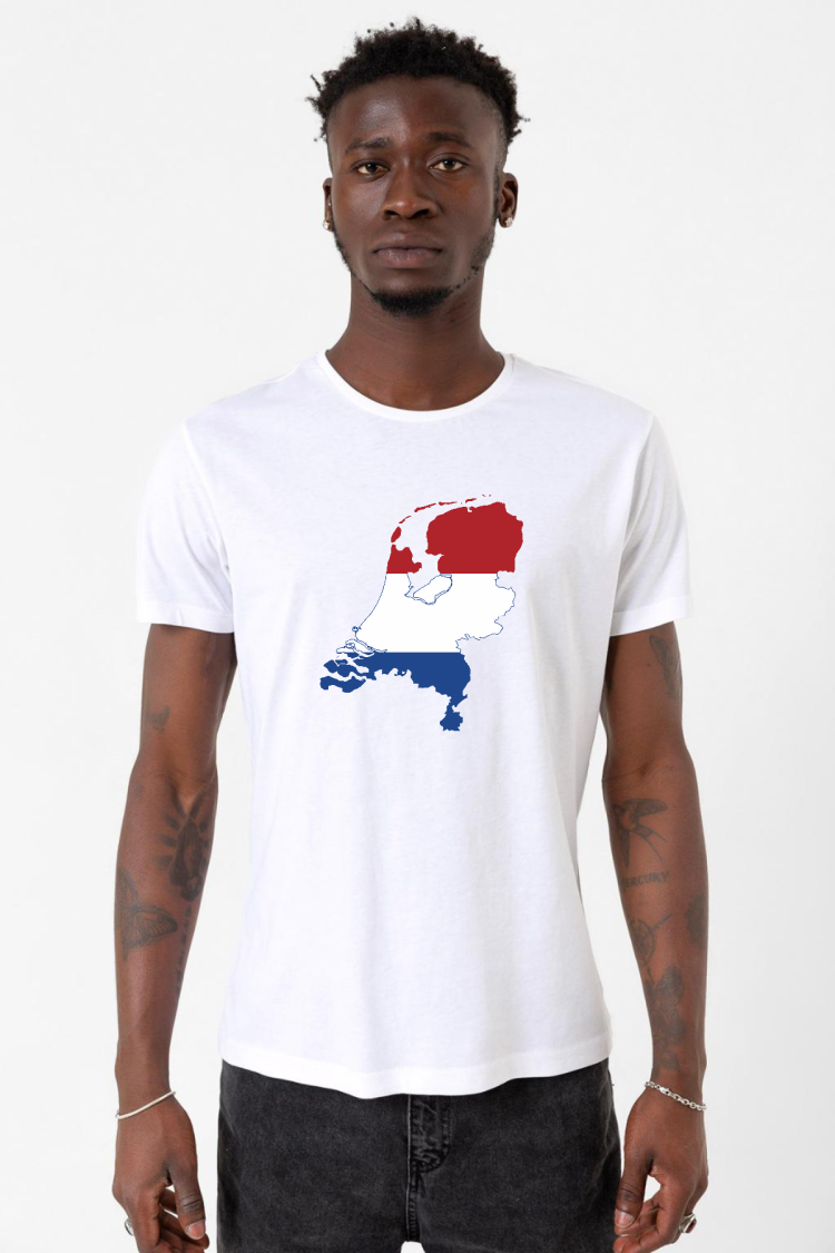 Euro 24 Netherlands Beyaz Erkek Bisikletyaka Tshirt