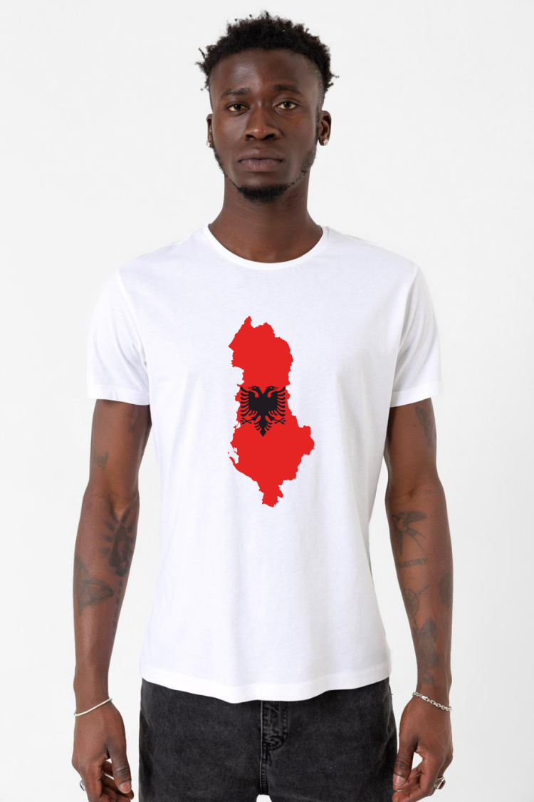 Euro 24 Albania Beyaz Erkek Bisikletyaka Tshirt