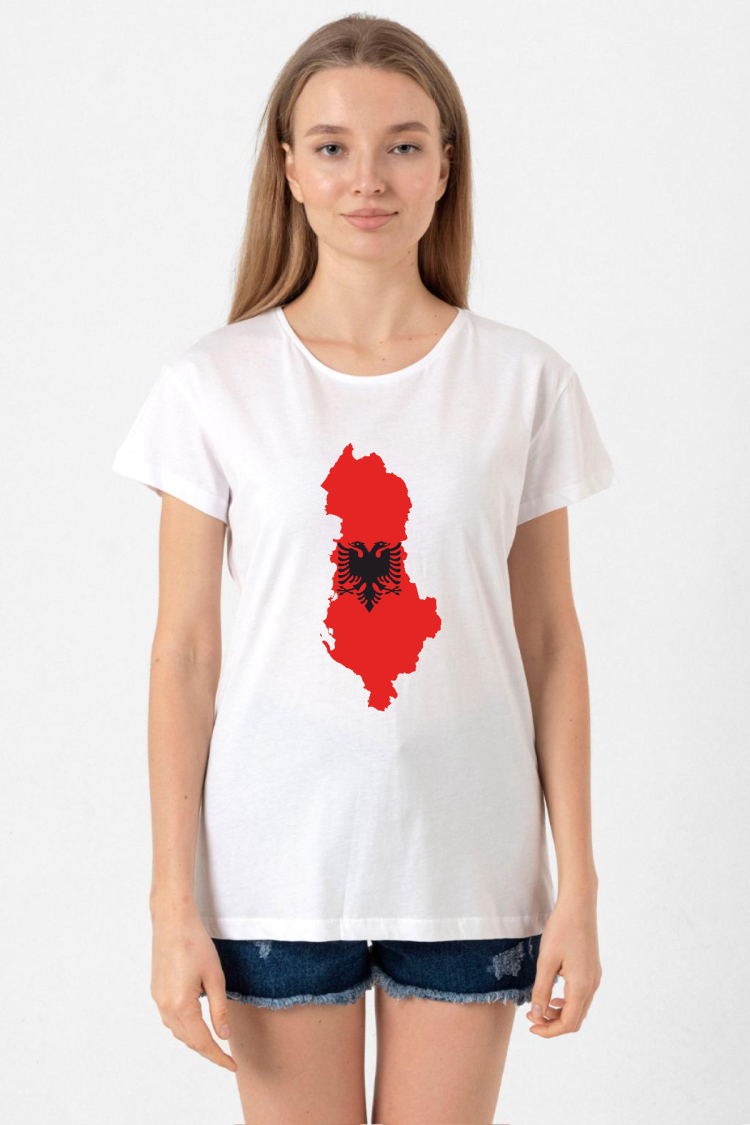 Euro 24 Albania Beyaz Kadın Bisikletyaka Tshirt