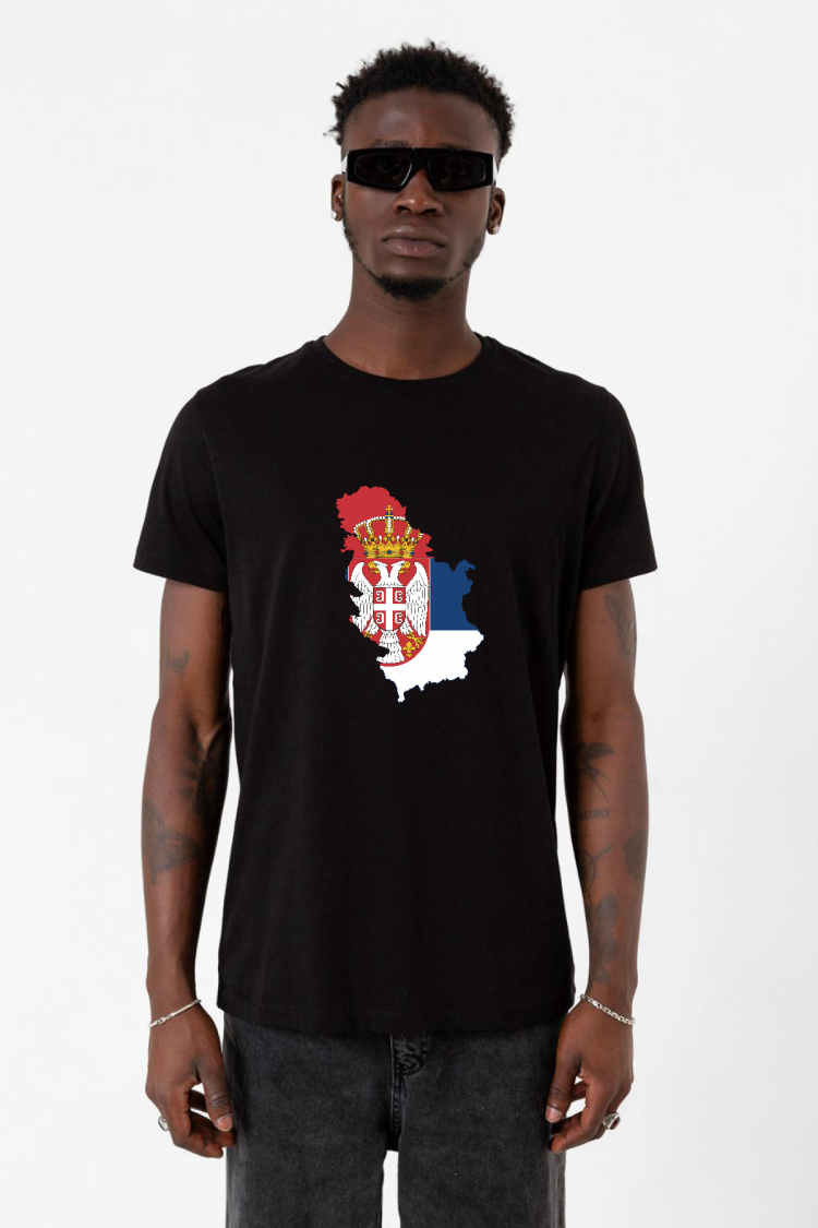 Euro 24 Serbia Siyah Erkek Tshirt