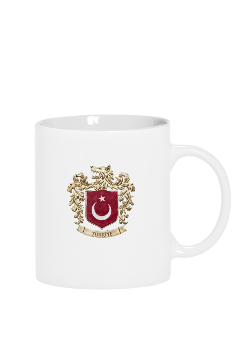 Türk Kurt Milli Arma Beyaz Kupa Bardak