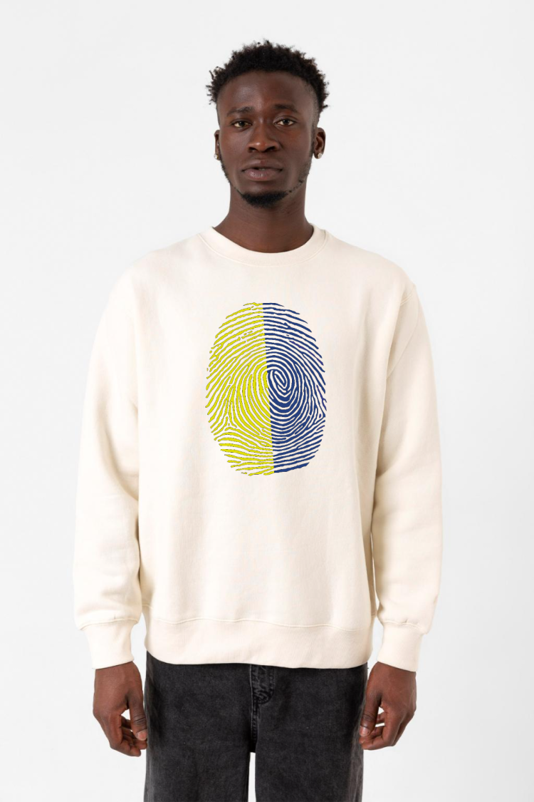 Sarı Lacivert Parmak İzi Ekru Erkek 2ip Sweatshirt