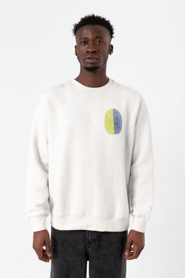 Sarı Lacivert Parmak İzi Beyaz Erkek 2ip Sweatshirt