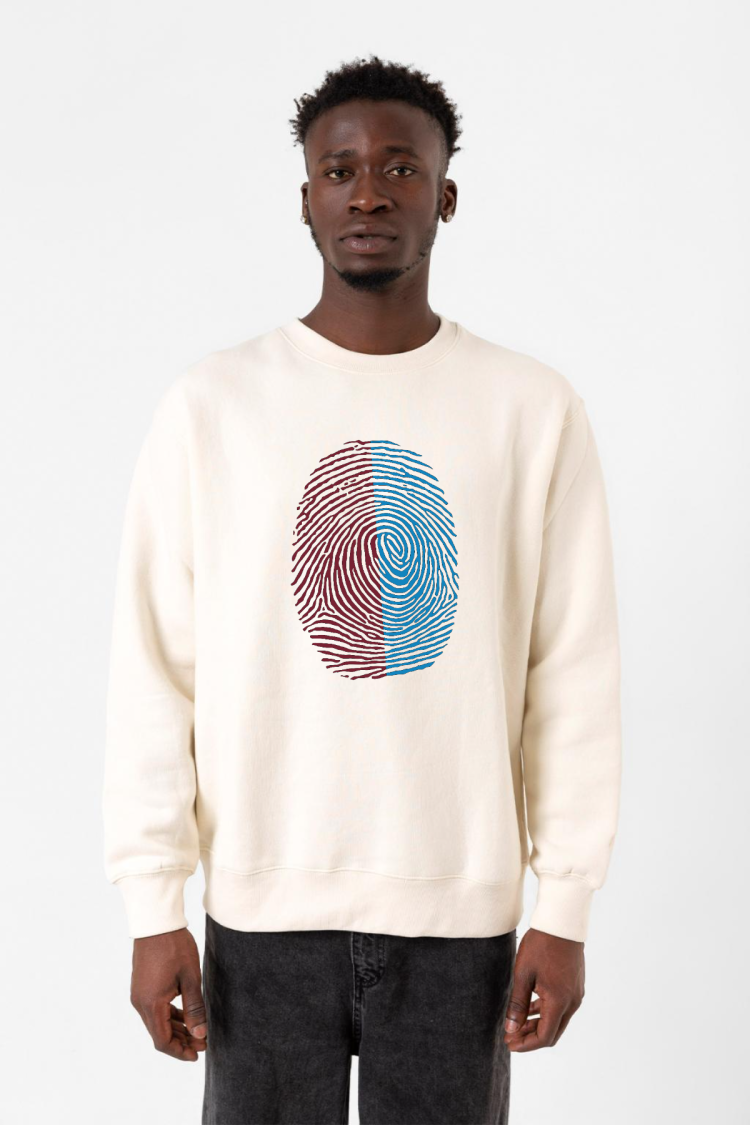 Bordo Mavi Parmak İzi Ekru Erkek 2ip Sweatshirt