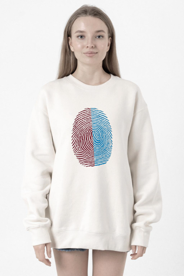 Bordo Mavi Parmak İzi Beyaz Kadın 2ip Sweatshirt