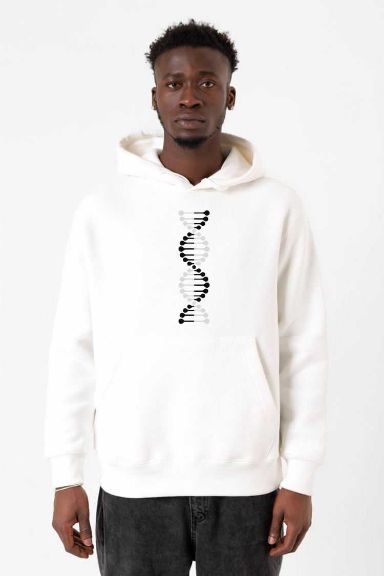 Siyah Beyaz Dna Beyaz Erkek 3ip Kapşonlu Sweatshirt