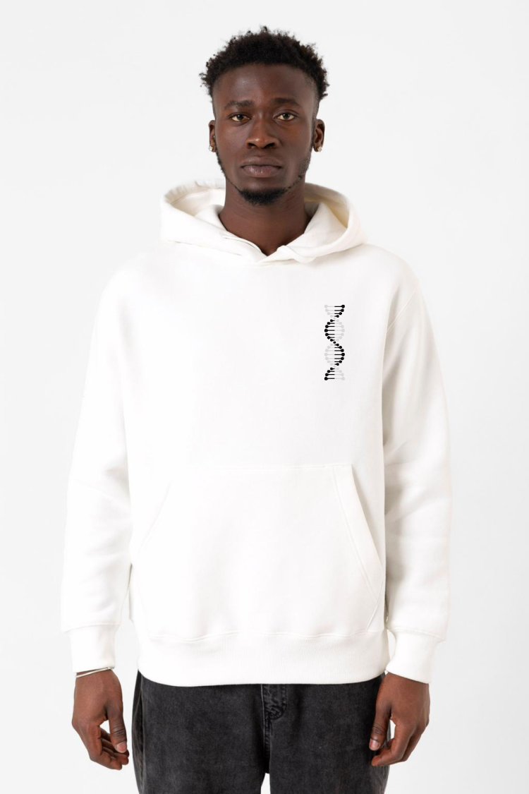 Siyah Beyaz Dna Beyaz Erkek 3ip Kapşonlu Sweatshirt