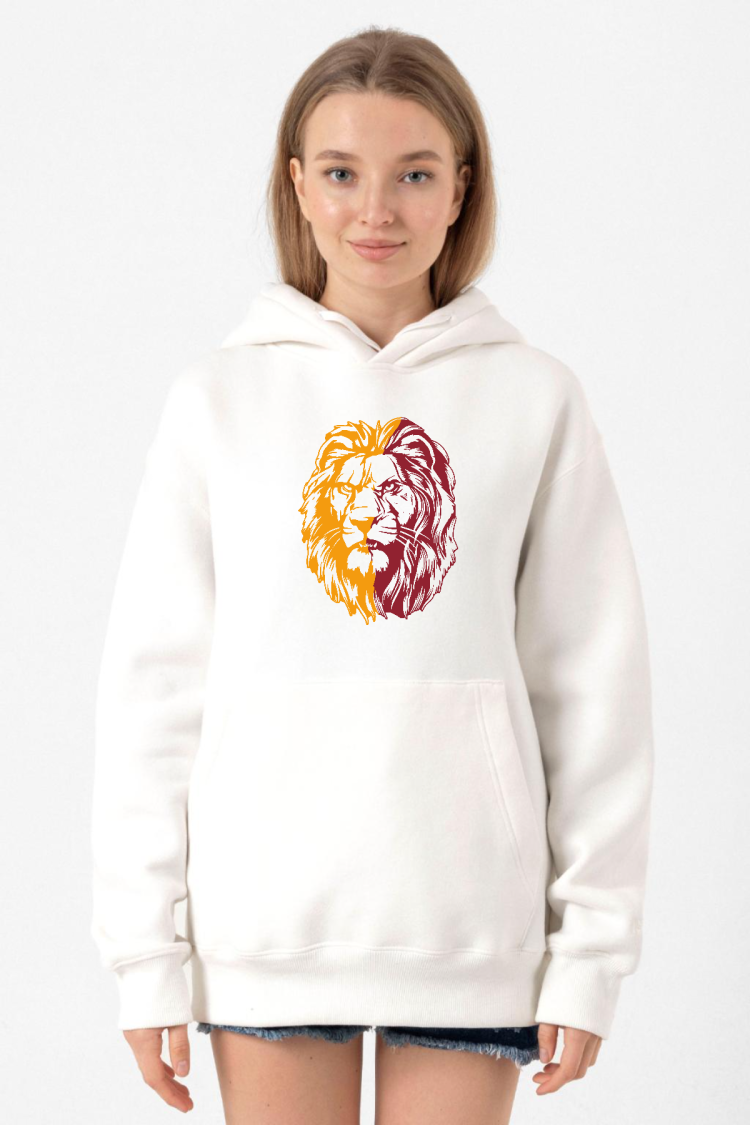 Sarı Kırmızı Aslan Beyaz Kadın 3ip Kapşonlu Sweatshirt