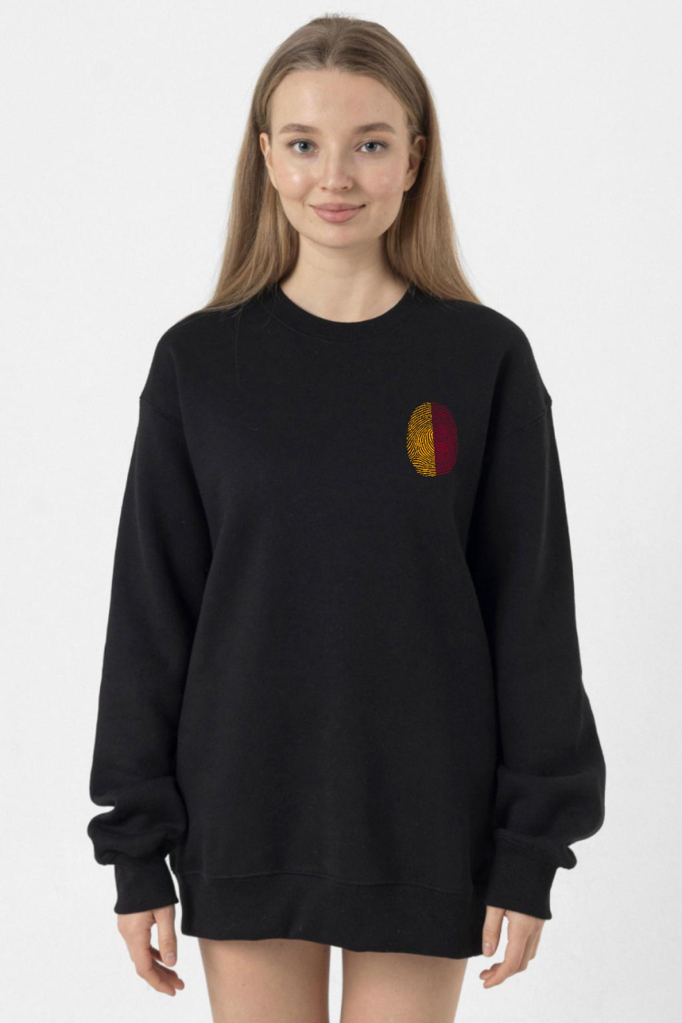 Sarı Kırmızı Parmak İzi Siyah Kadın 2ip Sweatshirt