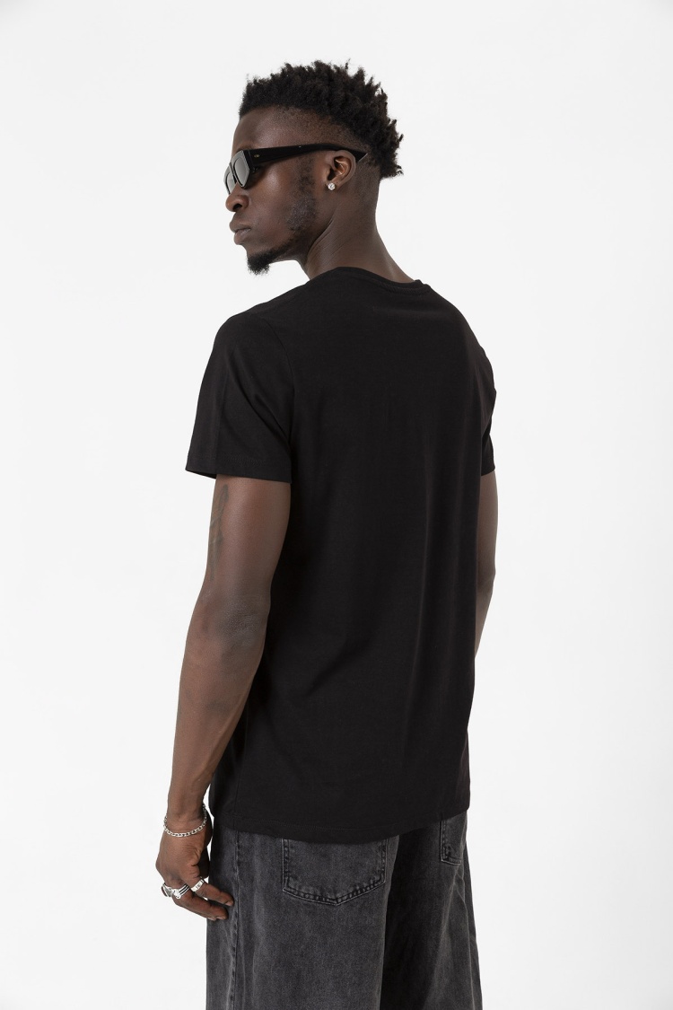 Bordo Mavi Parmak İzi Siyah Erkek Tshirt