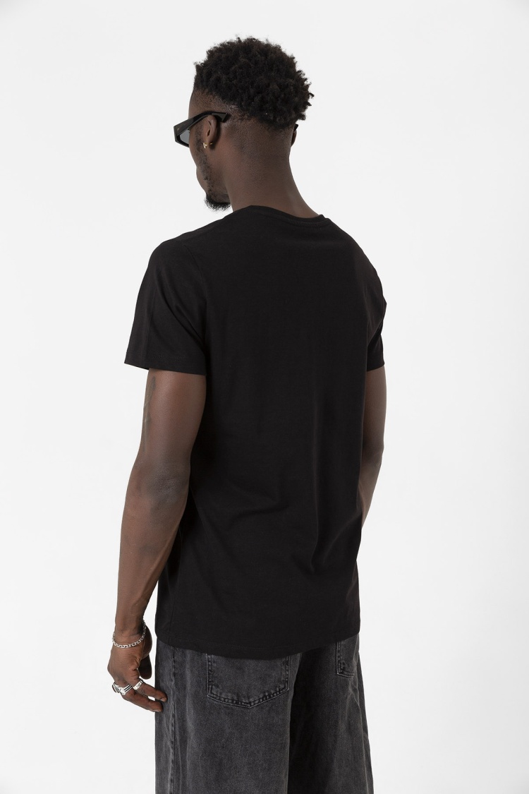 Bordo Mavi Parmak İzi Siyah Erkek Tshirt