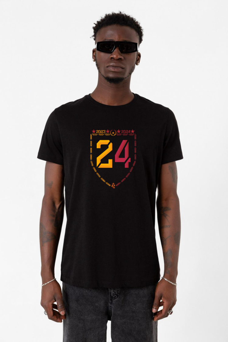 24 Şampiyonluk Siyah Erkek Tshirt