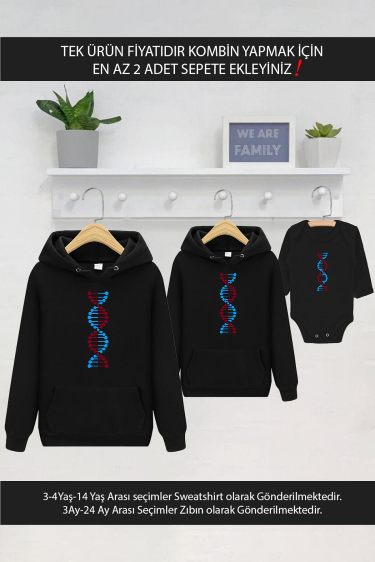 Bordo Mavi Dna Baba Oğul Kız (TEK ÜRÜN FİYATIDIR KOMBİN YAPMAK İÇİN EN AZ 2 ADET SEPETE EKLEYİNİZ)